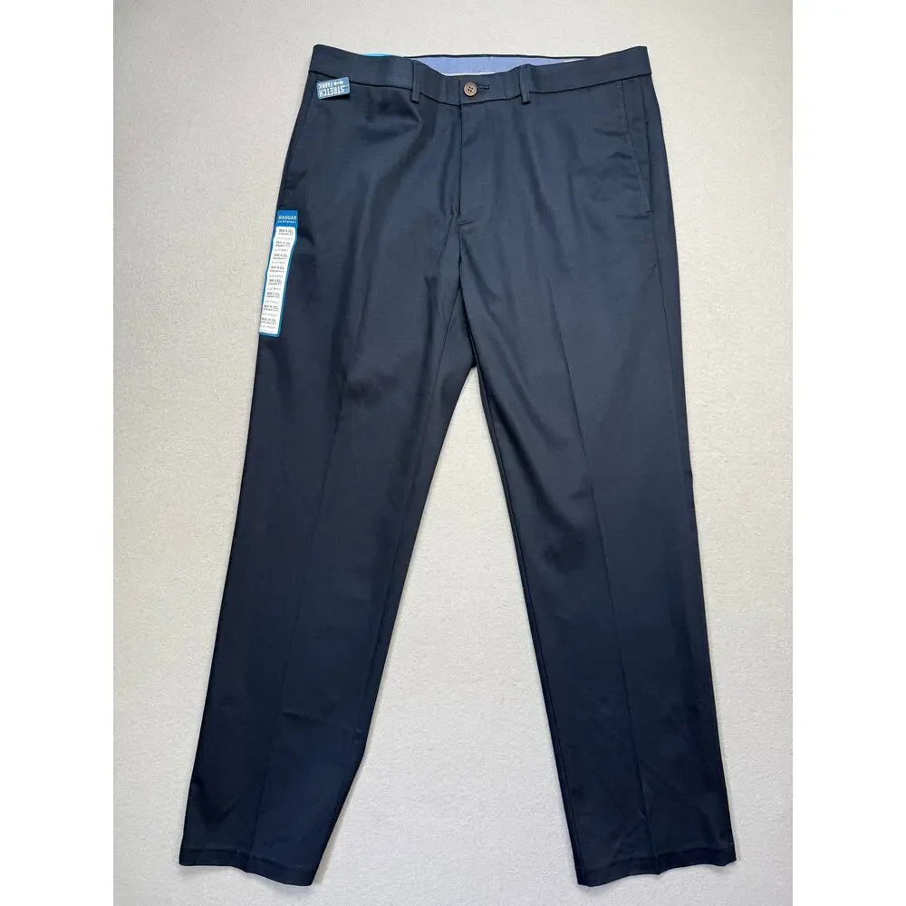 Haggar Men’s No Iron Straight-Fit Flat-Front Pants Dark Navy 36x32 $70